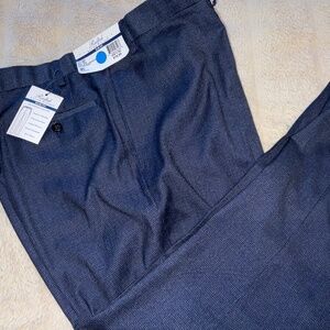 Ralph Lauren Dress Pants Sz 42/30 Slim Fitting Navy Plaid Flat Front Washable
